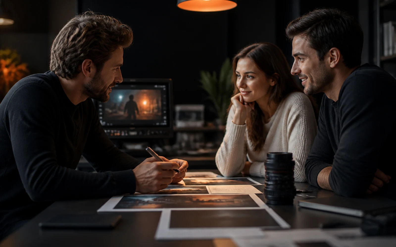 Video producer meeting with clients during a creative consultation
