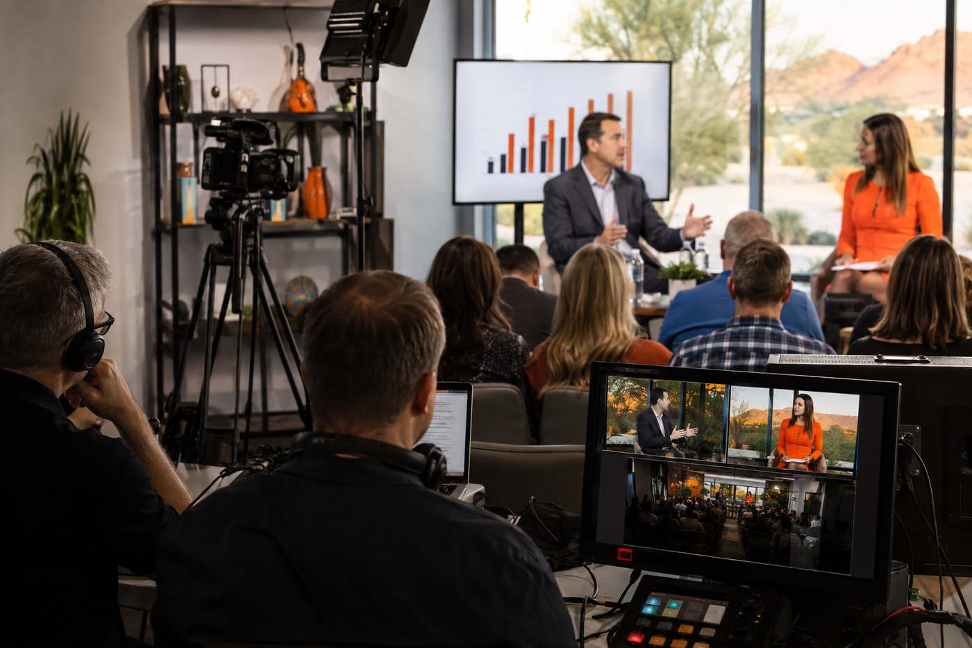 EVDEO Creations crew on a live video webcasts production shoot in Tucson