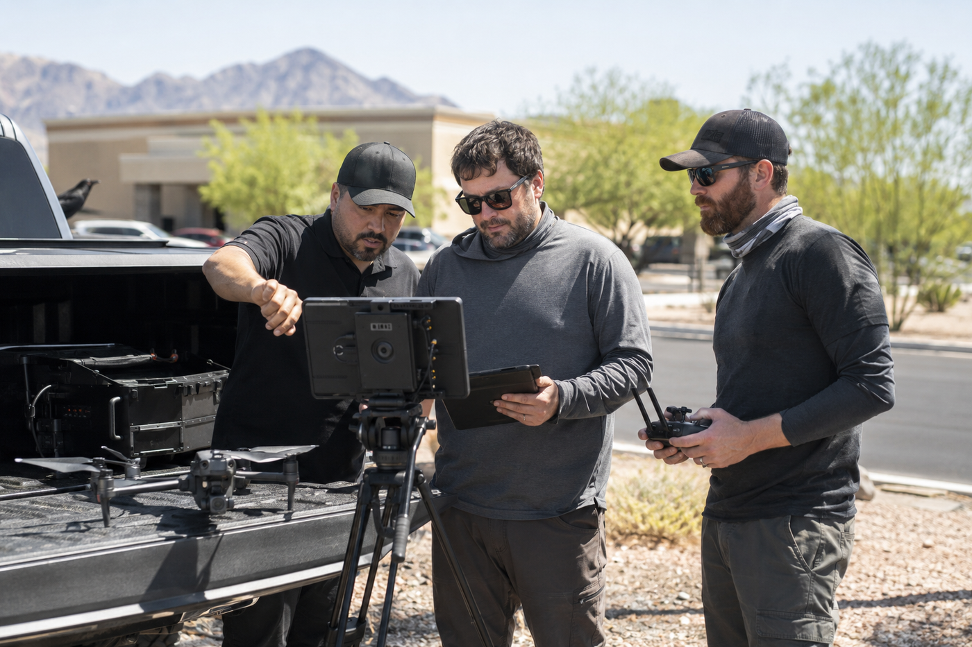 EVDEO Creations crew on a aerial video & drone production shoot in Tucson